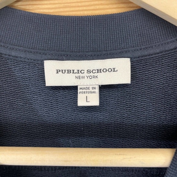 Public School NYC Dress Large Blue Sleeveless Sweatshirt Dress Lace Trim B86 - Picture 7 of 16